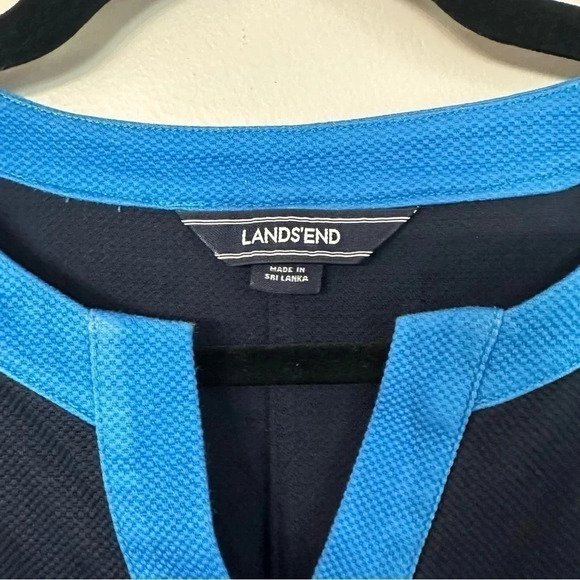 Land's End Women's Short Sleeve Color Block Blue V-Neck Dress Size S GUC - Picture 8 of 9